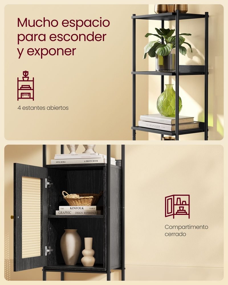 Librería de 6 niveles negro ébano y negro mate - Imagen 5