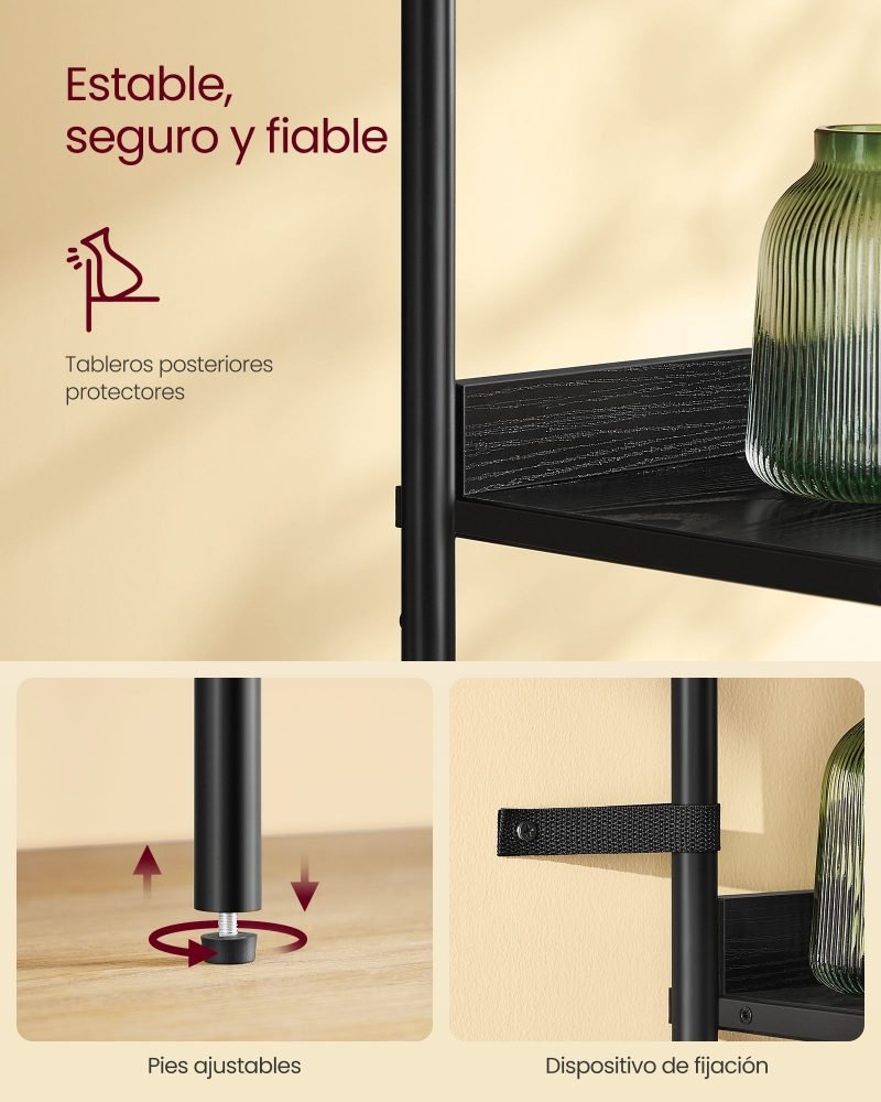 Librería de 6 niveles negro ébano y negro mate - Imagen 7