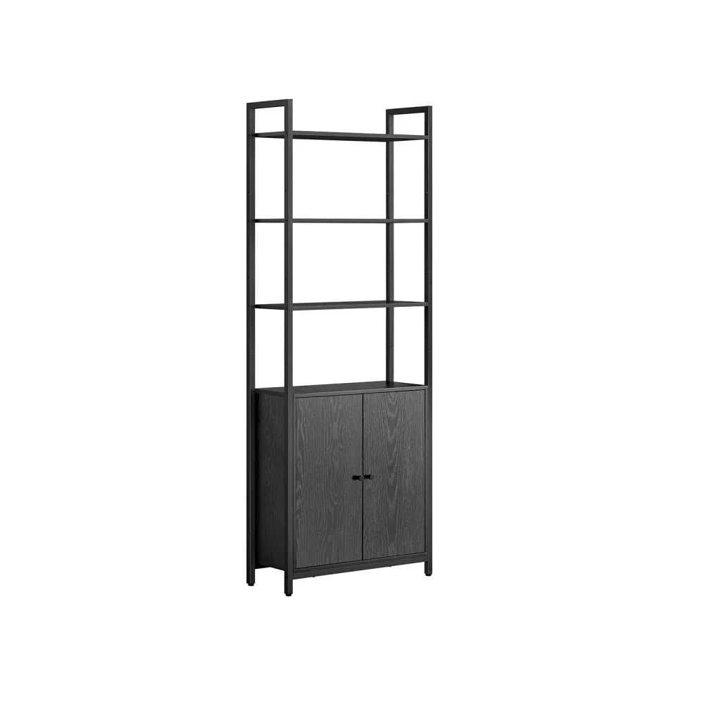 Librería de 6 Niveles 24 x 60 x 159,5 cm Negro Ébano y Negro Tinta