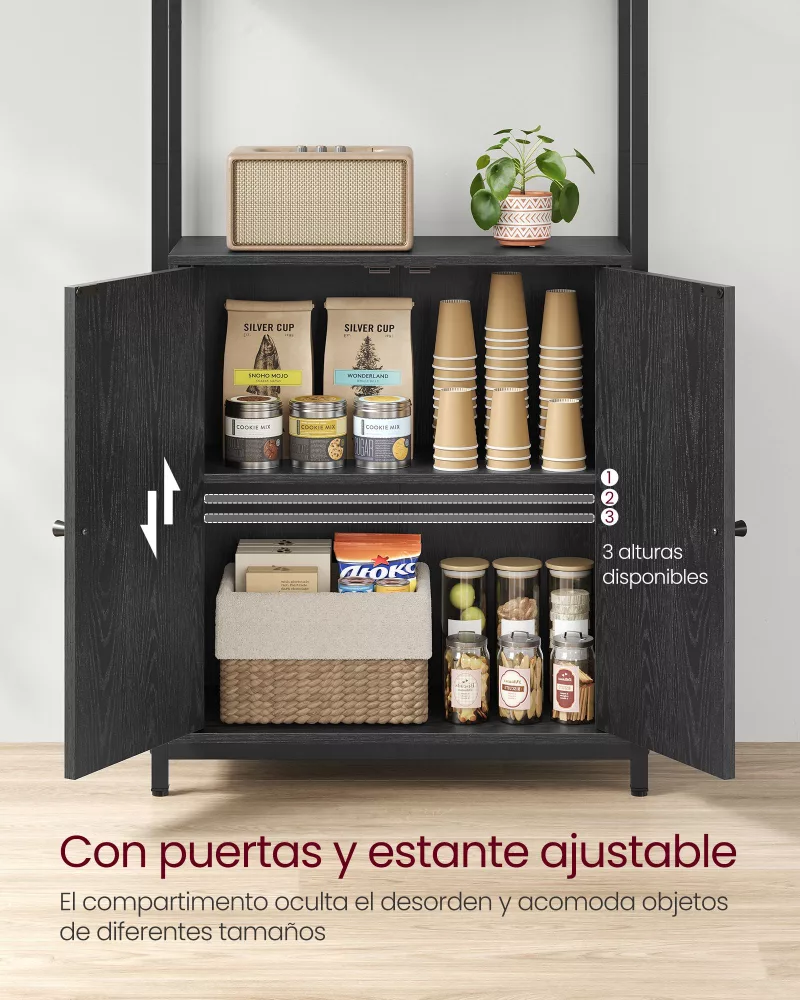Librería de 6 Niveles 24 x 60 x 159,5 cm Negro Ébano y Negro Tinta - Imagen 3