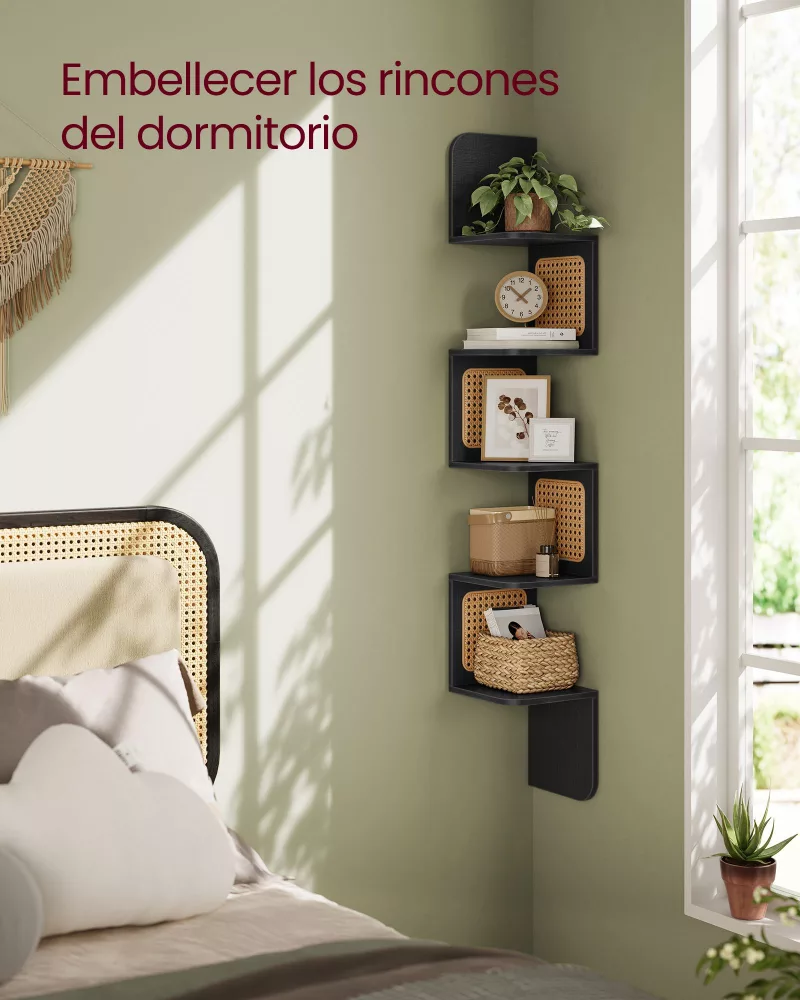 Estantería de Esquina de 5 Niveles Negro Ceniza - Imagen 3