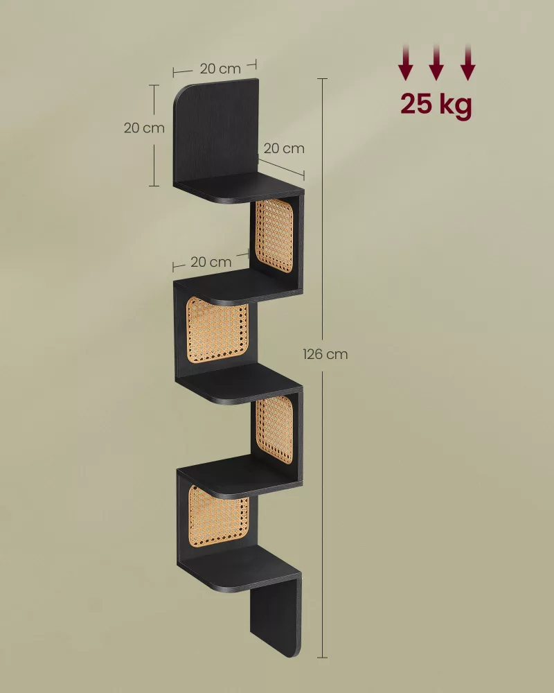 Estantería de Esquina de 5 Niveles Negro Ceniza - Imagen 6