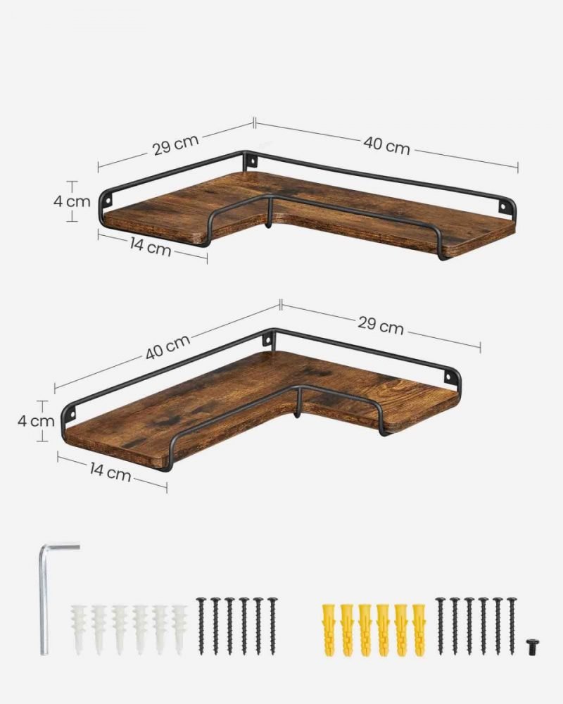Estantes de esquina en forma de l, juego de 2, estilo industrial - Imagen 6