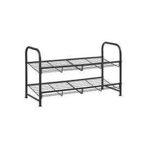 Zapatero apilable de 2 niveles para 8 pares, acero negro