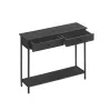 Mesa de Consola Estilo Industrial Gris Carbón y Negro Tinta
