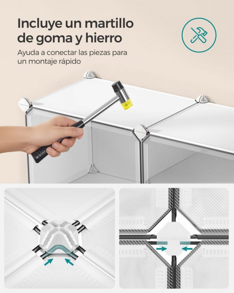 Mueble zapatero plástico 12 compartimentos 30x40x30 cm blanco - Imagen 4