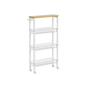 Carro de 4 niveles 13x45,4x77 cm roble beige y blanco