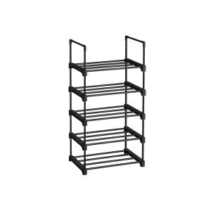 Estante zapatero de 5 niveles apilable negro