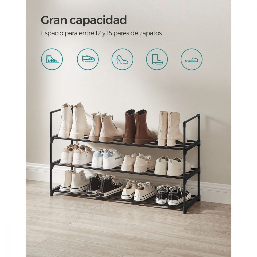 Zapatero de 3 niveles para 12 pares, apilable, gris - Imagen 2