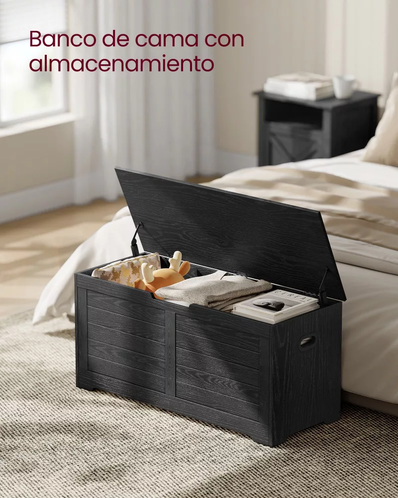 Banco Almacenaje 40 x 100 x 46 cm Negro Ébano - Imagen 2