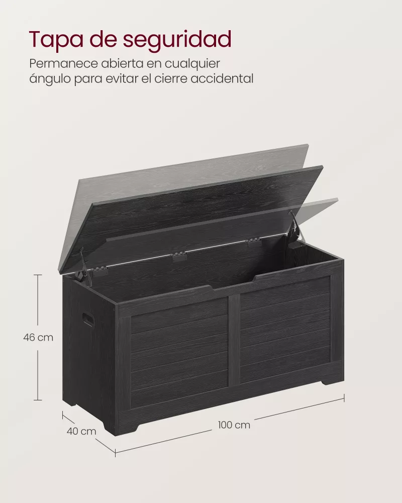 Banco Almacenaje 40 x 100 x 46 cm Negro Ébano - Imagen 6