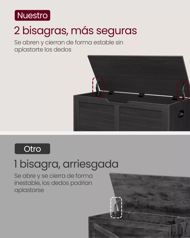 Banco Almacenaje 40 x 100 x 46 cm Negro Ébano - Imagen 5