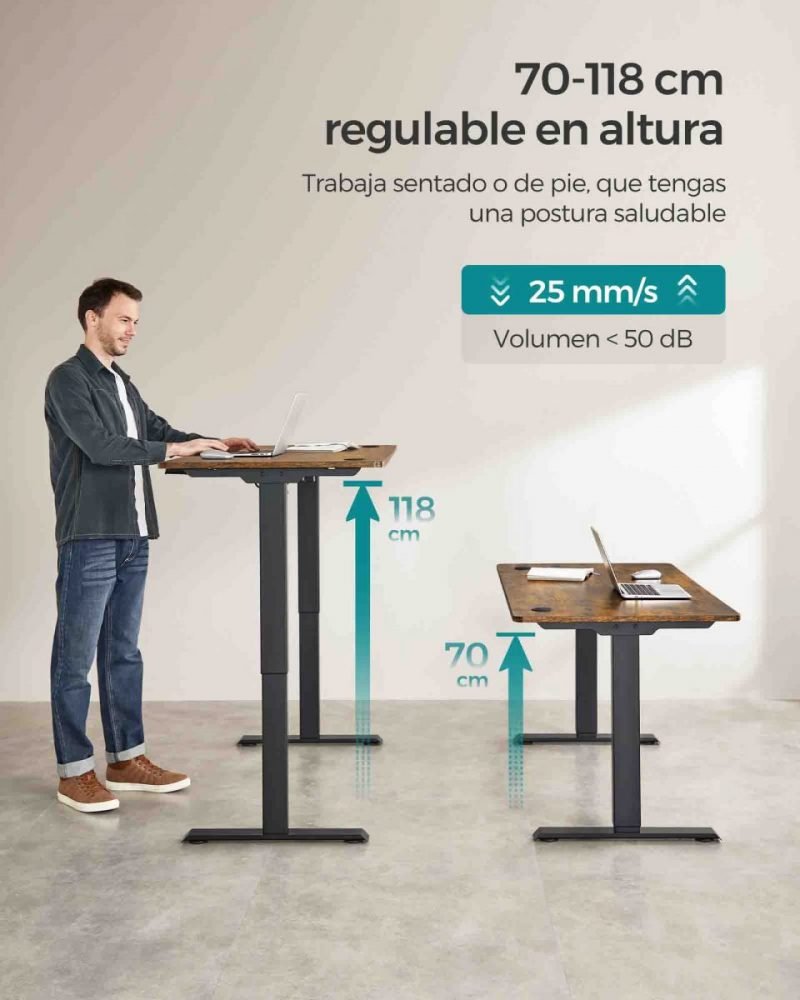 Escritorio eléctrico regulable en altura 60x120x(73-114) cm - Imagen 2