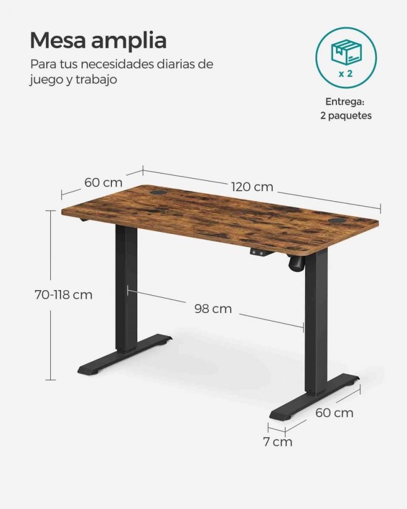 Escritorio eléctrico regulable en altura 60x120x(73-114) cm - Imagen 6