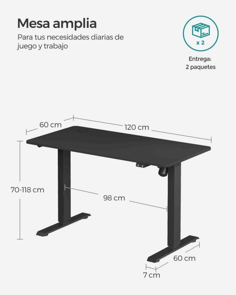 Escritorio eléctrico regulable en altura 60x120 cm - Imagen 6