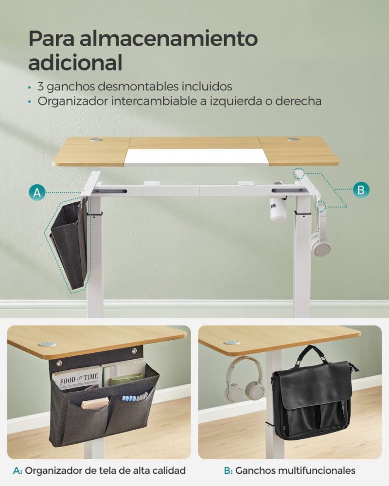 Escritorio eléctrico amarillo paja y blanco clásico - Imagen 4