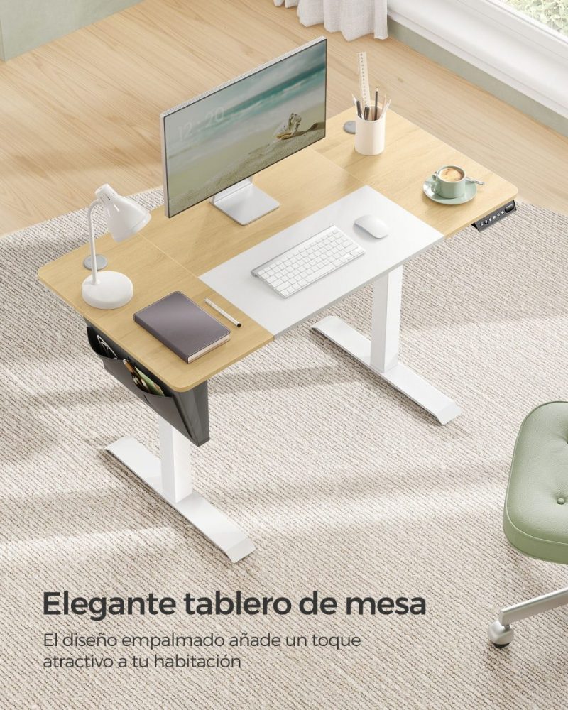 Escritorio eléctrico amarillo paja y blanco clásico - Imagen 2