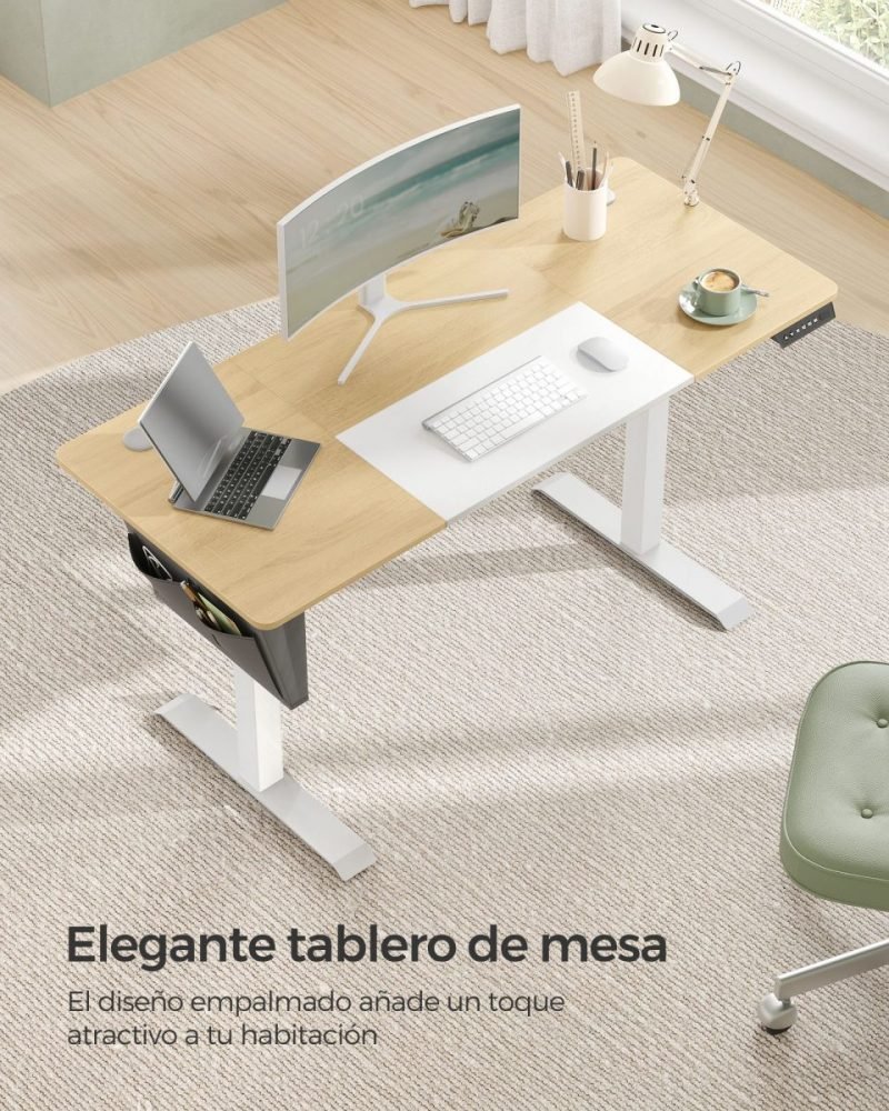 Escritorio eléctrico 60x140x72-120 cm ajustable amarillo - Imagen 2