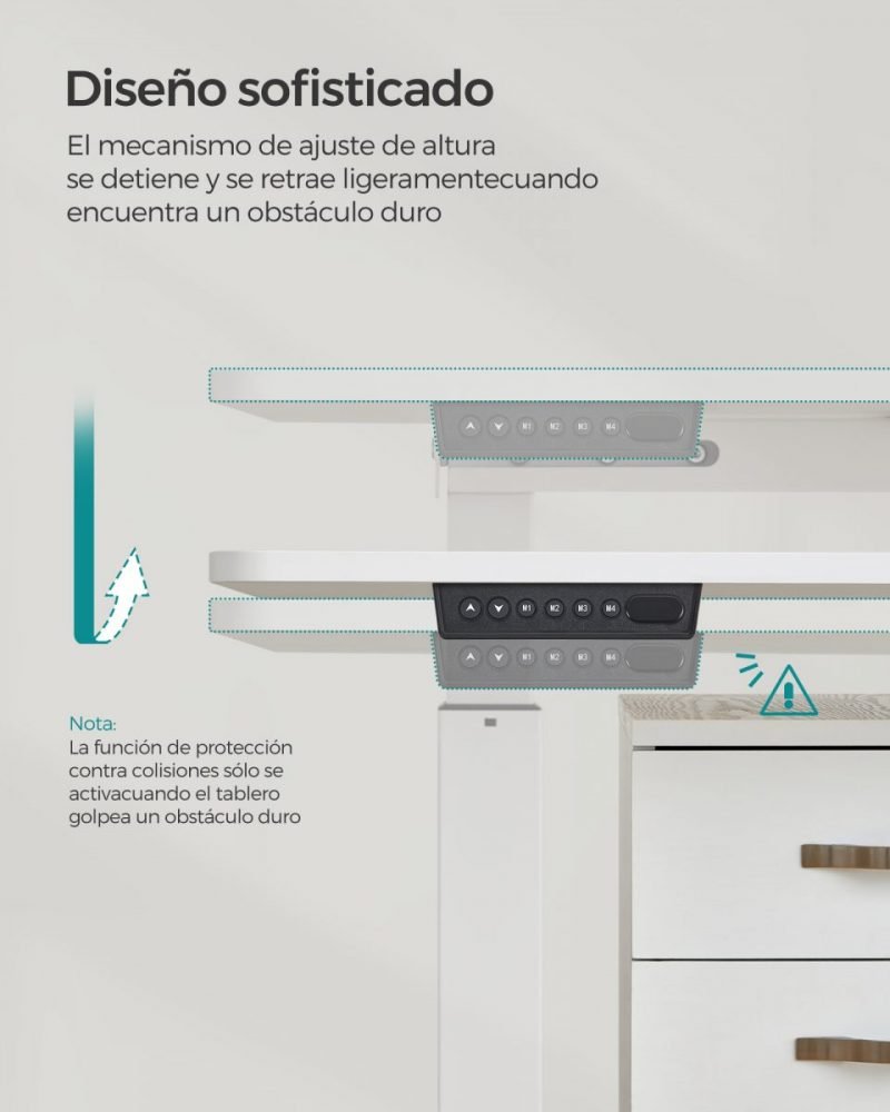 Escritorio eléctrico 60x140x72-120 cm ajustable blanco - Imagen 5