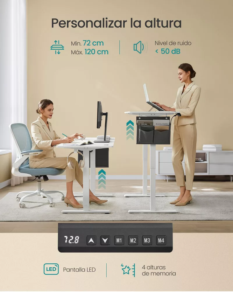 Escritorio Eléctrico, Regulable en Altura 60 x 120 x (72-120) cm - Imagen 3