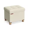 Banco Almacenaje 32 x 40 cm Taburete Reposapiés Blanco Crema