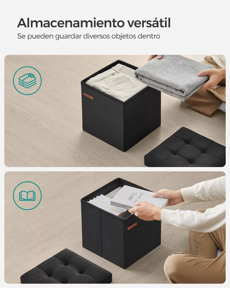 Banco Almacenaje 30 cm Negro Simple - Imagen 3