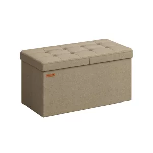Banco Almacenaje Plegable 38 x 76 x 38 Marrón Camello