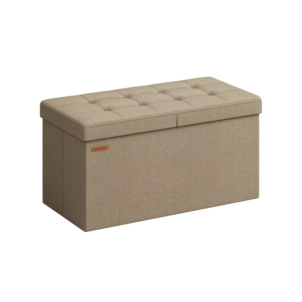 Banco Almacenaje Plegable 38 x 76 x 38 Marrón Camello