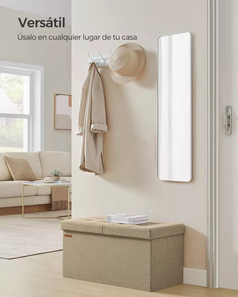 Banco Almacenaje Plegable 38 x 76 x 38 Marrón Camello - Imagen 2