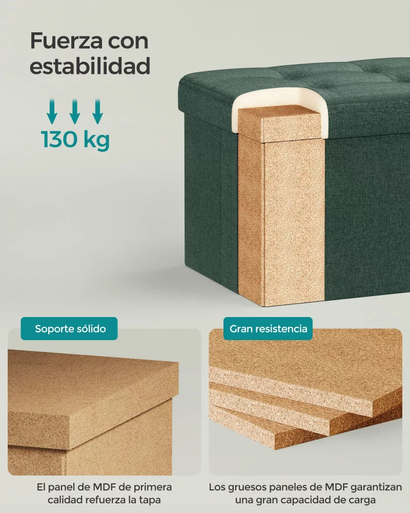 Banco Almacenaje Plegable 31x41 cm Verde Bosque - Imagen 3
