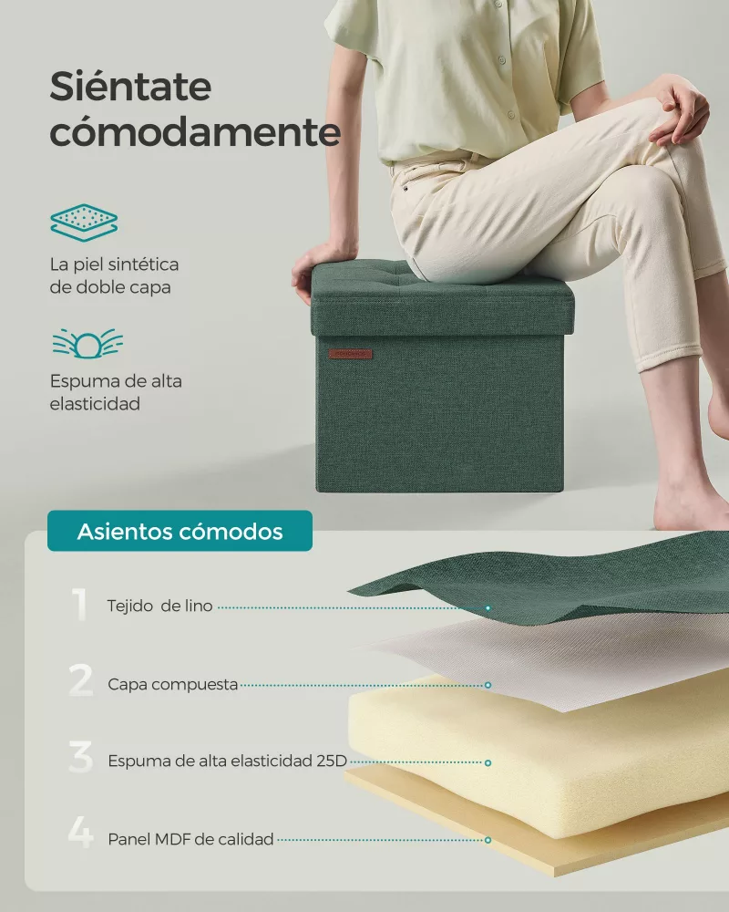 Banco Almacenaje Plegable 31x41 cm Verde Bosque - Imagen 4