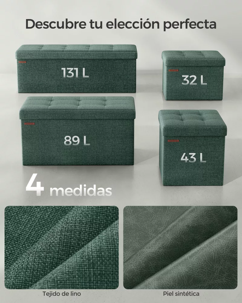 Banco Almacenaje Plegable 31x41 cm Verde Bosque - Imagen 5