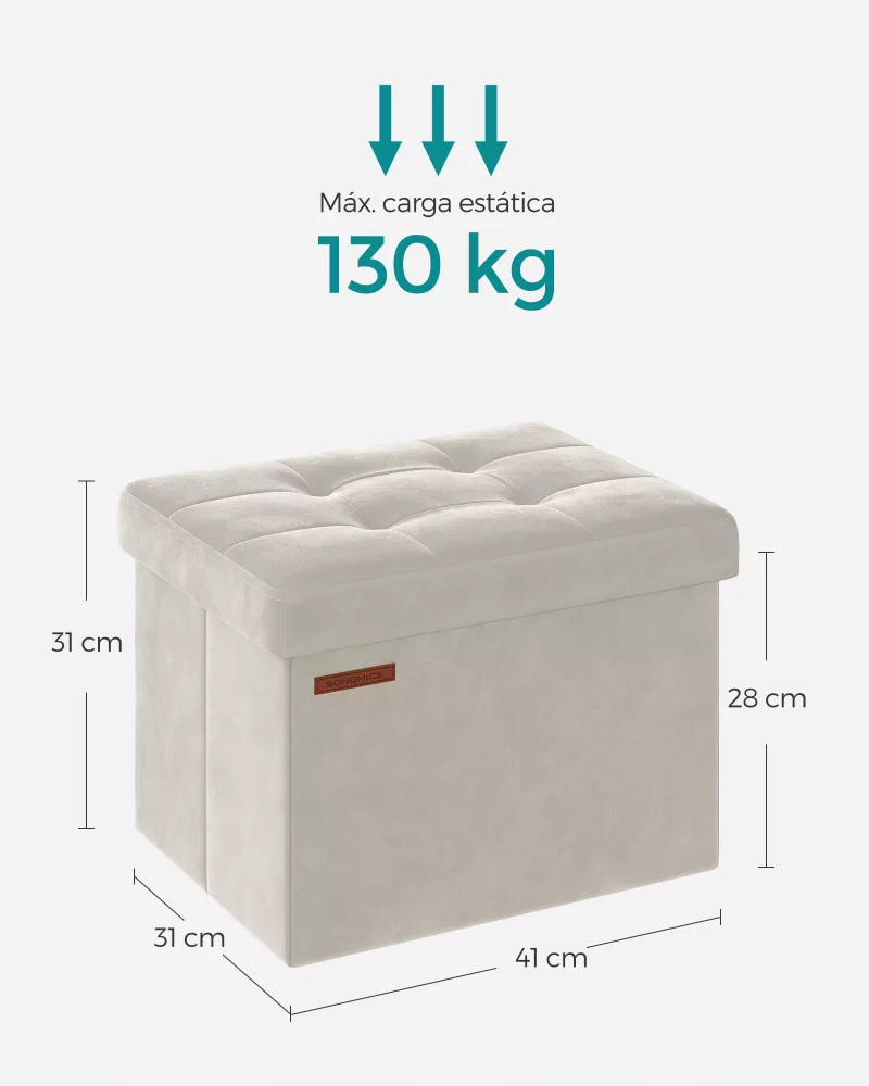 Banco Almacenaje 31 x 41 x 31 cm Blanco Crema - Imagen 5