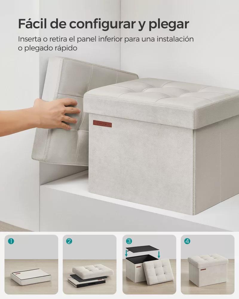 Banco Almacenaje 31 x 41 x 31 cm Blanco Crema - Imagen 6