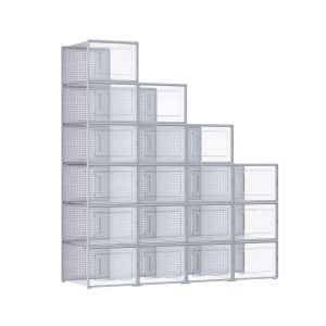 Juego 18 cajas zapatos plástico plegable transparente