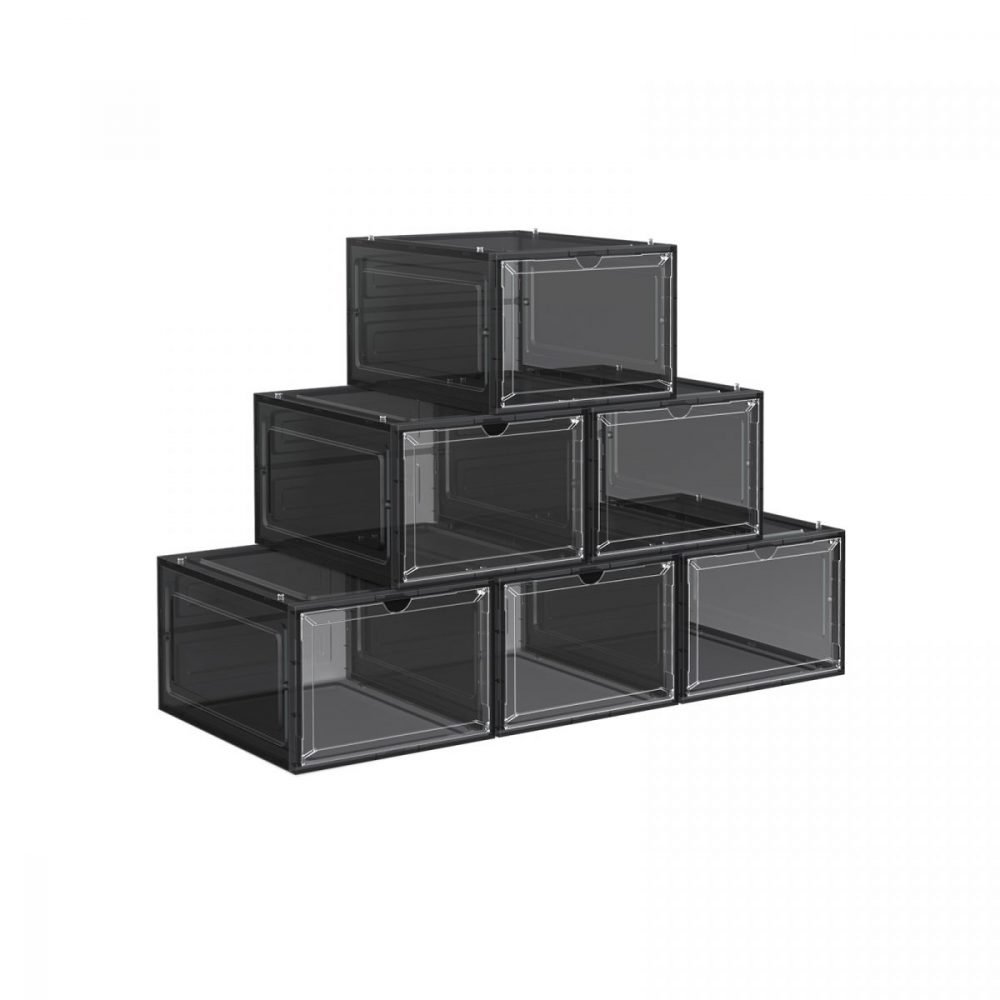 Juego de 12 cajas de zapatos apilables, negro