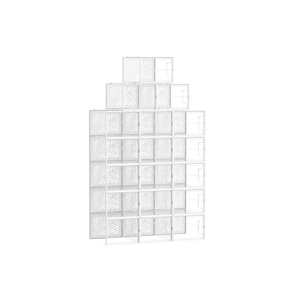 18 Cajas para Zapatos Transparentes Transparente y Blanco