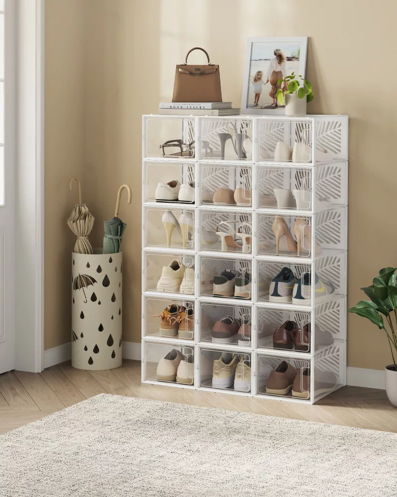 18 Cajas para Zapatos Transparentes Transparente y Blanco - Imagen 2