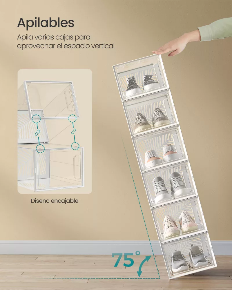 18 Cajas para Zapatos Transparentes Transparente y Blanco - Imagen 3