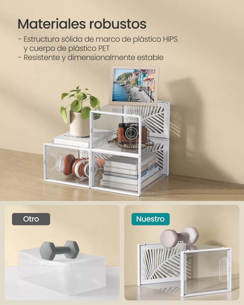 18 Cajas para Zapatos Transparentes Transparente y Blanco - Imagen 4