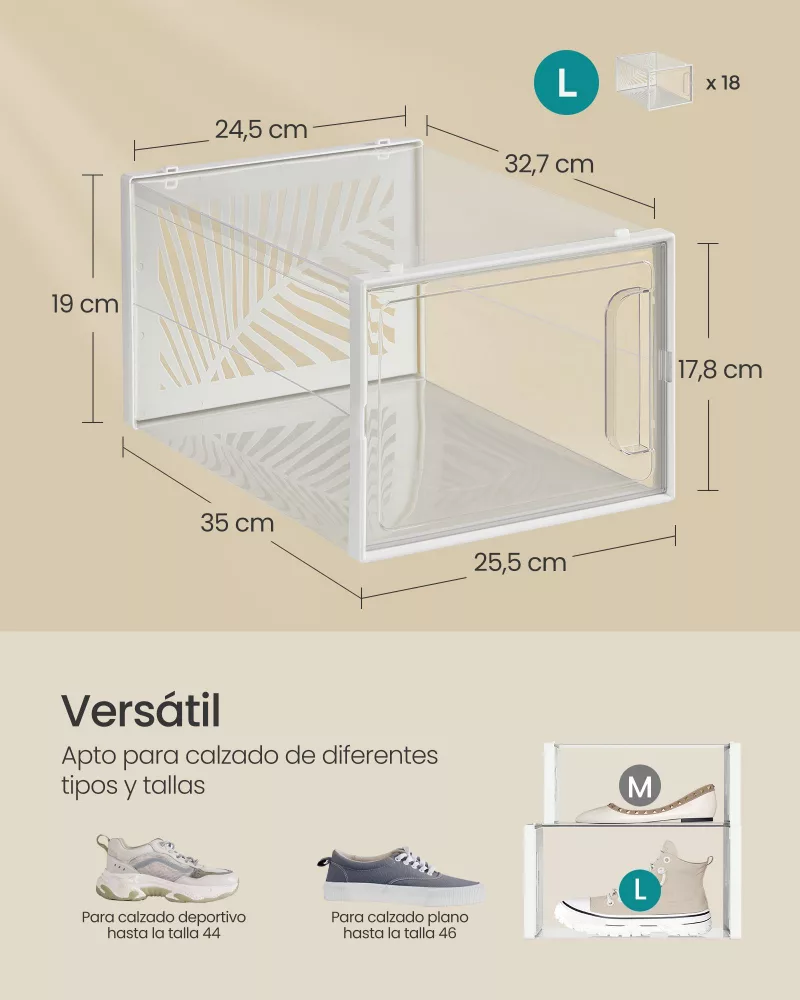 18 Cajas para Zapatos Transparentes Transparente y Blanco - Imagen 5