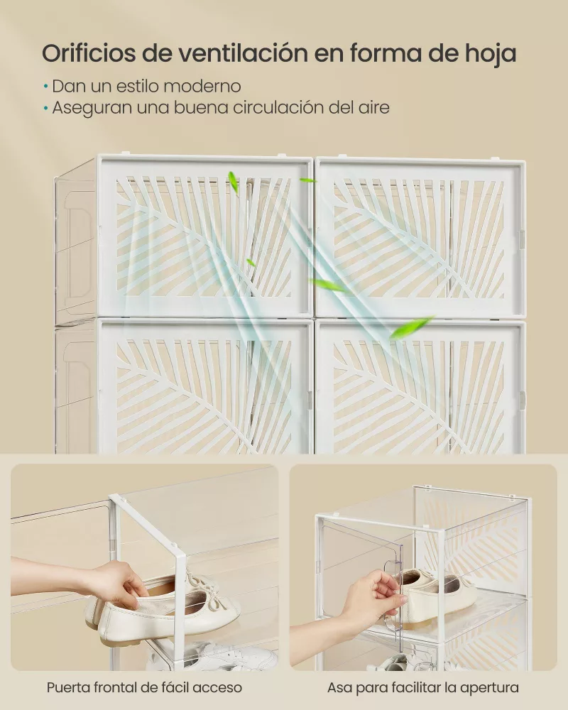 18 Cajas para Zapatos Transparentes Transparente y Blanco - Imagen 6