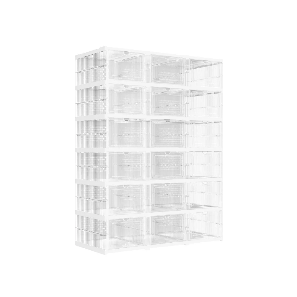 Juego de 18 Cajas para Zapatos Transparente y Blanco Nube