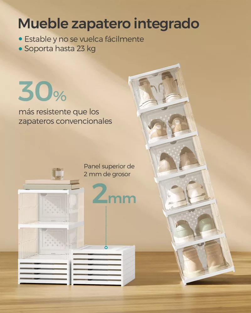 Juego de 18 Cajas para Zapatos Transparente y Blanco Nube - Imagen 3
