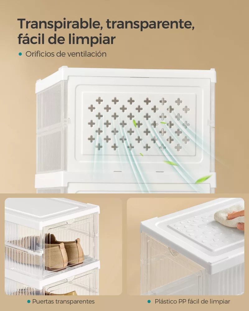 Juego de 18 Cajas para Zapatos Transparente y Blanco Nube - Imagen 4