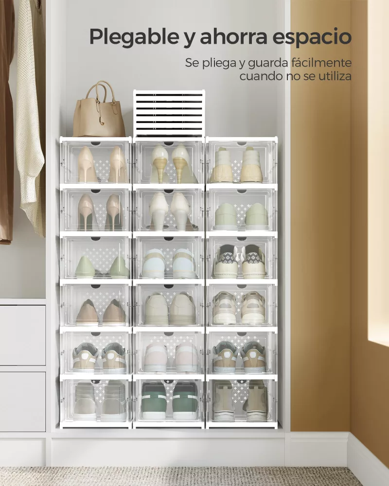 Juego de 18 Cajas para Zapatos Transparente y Blanco Nube - Imagen 5