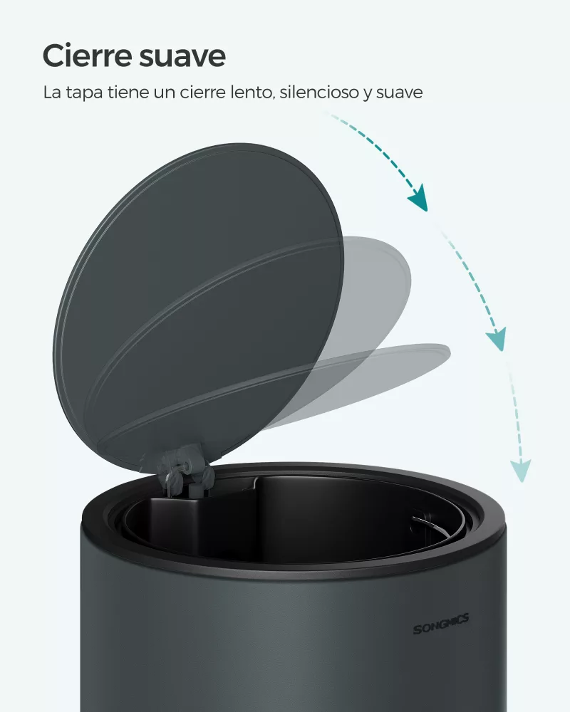 Cubo de basura para cosméticos 3 litros gris verdoso - Imagen 2