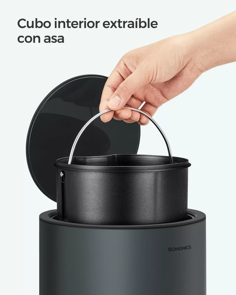 Cubo de basura para cosméticos 3 litros gris verdoso - Imagen 4