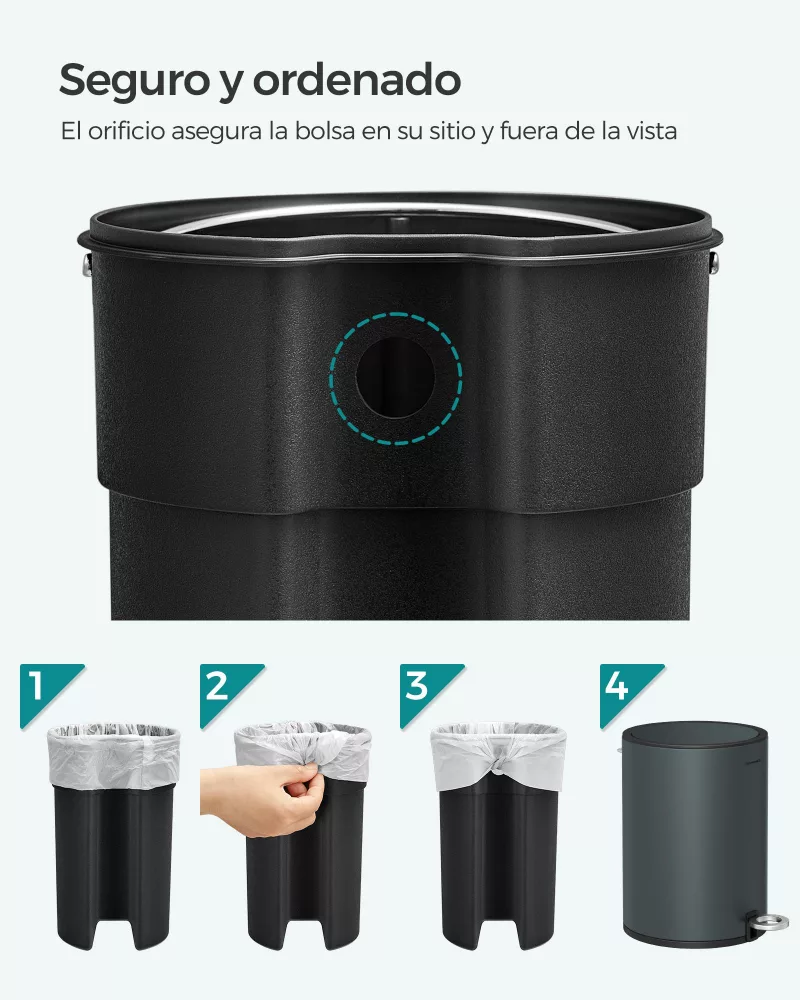 Cubo de basura para cosméticos 3 litros gris verdoso - Imagen 5