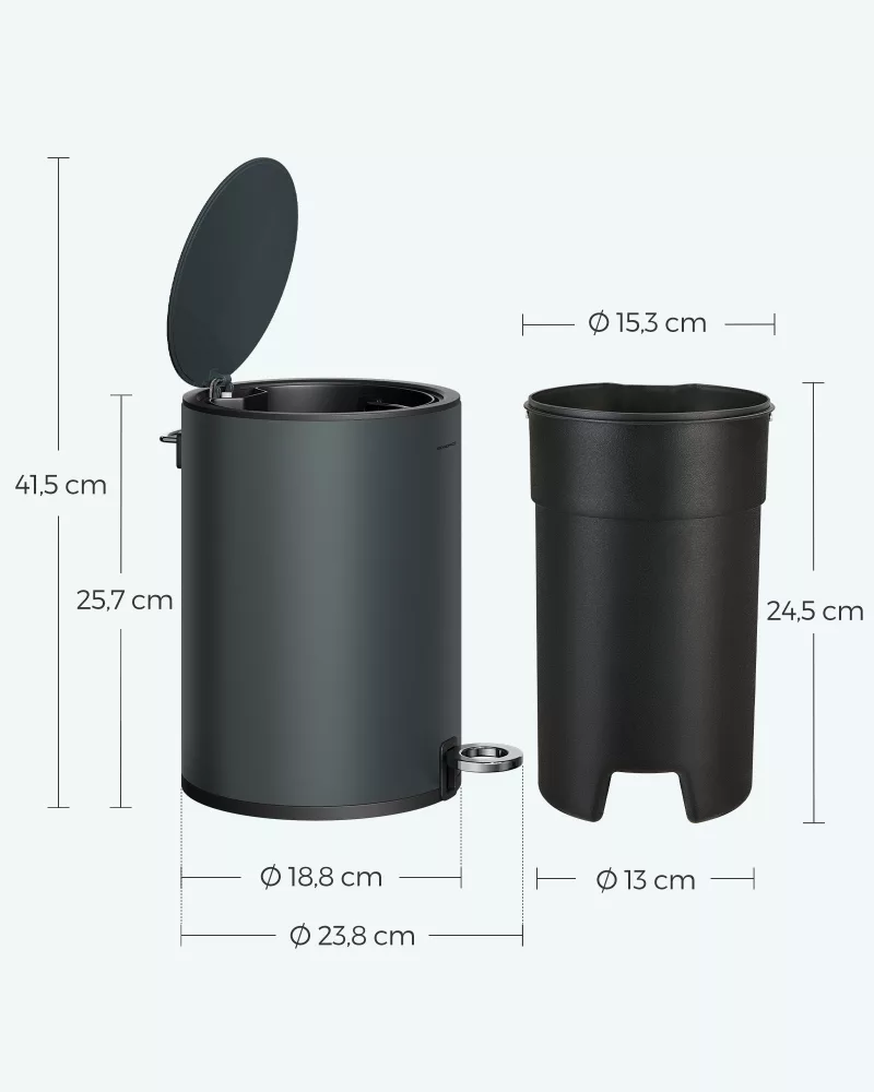 Cubo de basura para cosméticos 3 litros gris verdoso - Imagen 6
